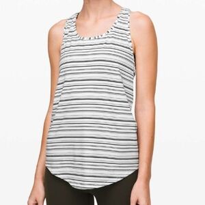 Lululemon Love Tank Pleated Cut Back White With Black Stripes - Size 8